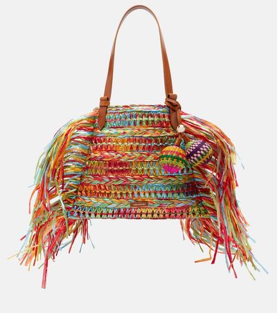 Aquazzura Aquazzura Trancoso fringed raffia tote bag