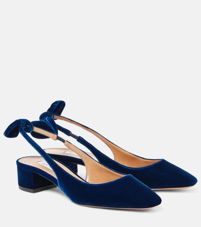 Aquazzura Aquazzura Very Bow Tie 35 velvet slingback pumps
