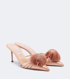 Aquazzura Aquazzura Wild Bloom floral-appliqué satin mules