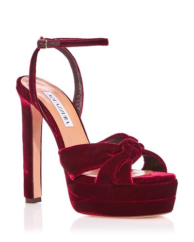 Aquazzura Aquazzura Women's Cupid Plateau 130 Velvet Platform Sandals