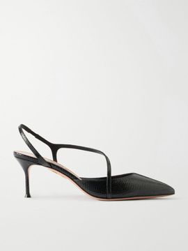 AQUAZZURA Dynasty 65 snake-effect leather slingback pumps