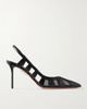 AQUAZZURA Screen 85 cutout mesh-trimmed leather pumps - 1