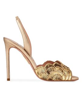Aquazzura Women's Ce Soir Metallic Leather Stiletto Sandals