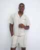 Aray Aray camp collar beach shirt in beige khaki stripe-Neutral - 1