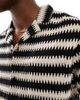 Aray Aray crochet short sleeve beach shirt in monochrome-Multi - 2