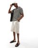 Aray Aray crochet short sleeve beach shirt in monochrome-Multi - 4