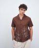 Aray Aray embroidered camp collar beach shirt in brown - 3