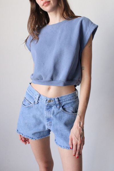 ARC ARC Vintage Reworked Cropped Muscle Sweatshirt in Cool, Women's at Urban Outfitters