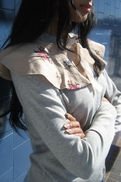 ARC ARC Vintage Reworked Embroidered Collar in Tan, Women's at Urban Outfitters