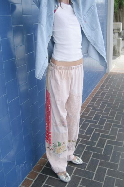 ARC ARC Vintage Reworked Embroidered Pieced Pants in Tan, Women's at Urban Outfitters