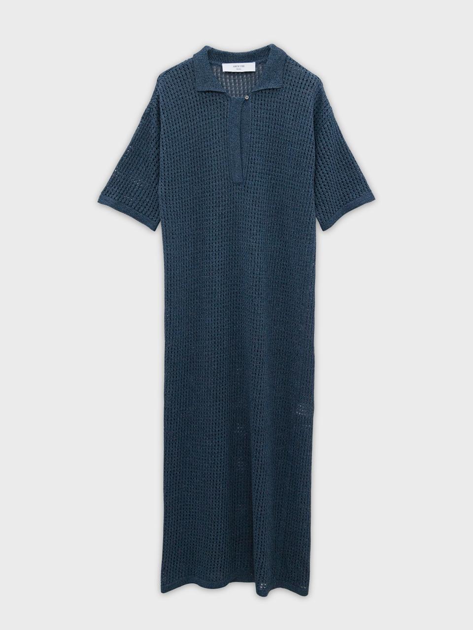 Arch The Basic Collar Knit Dress - Deep Blue