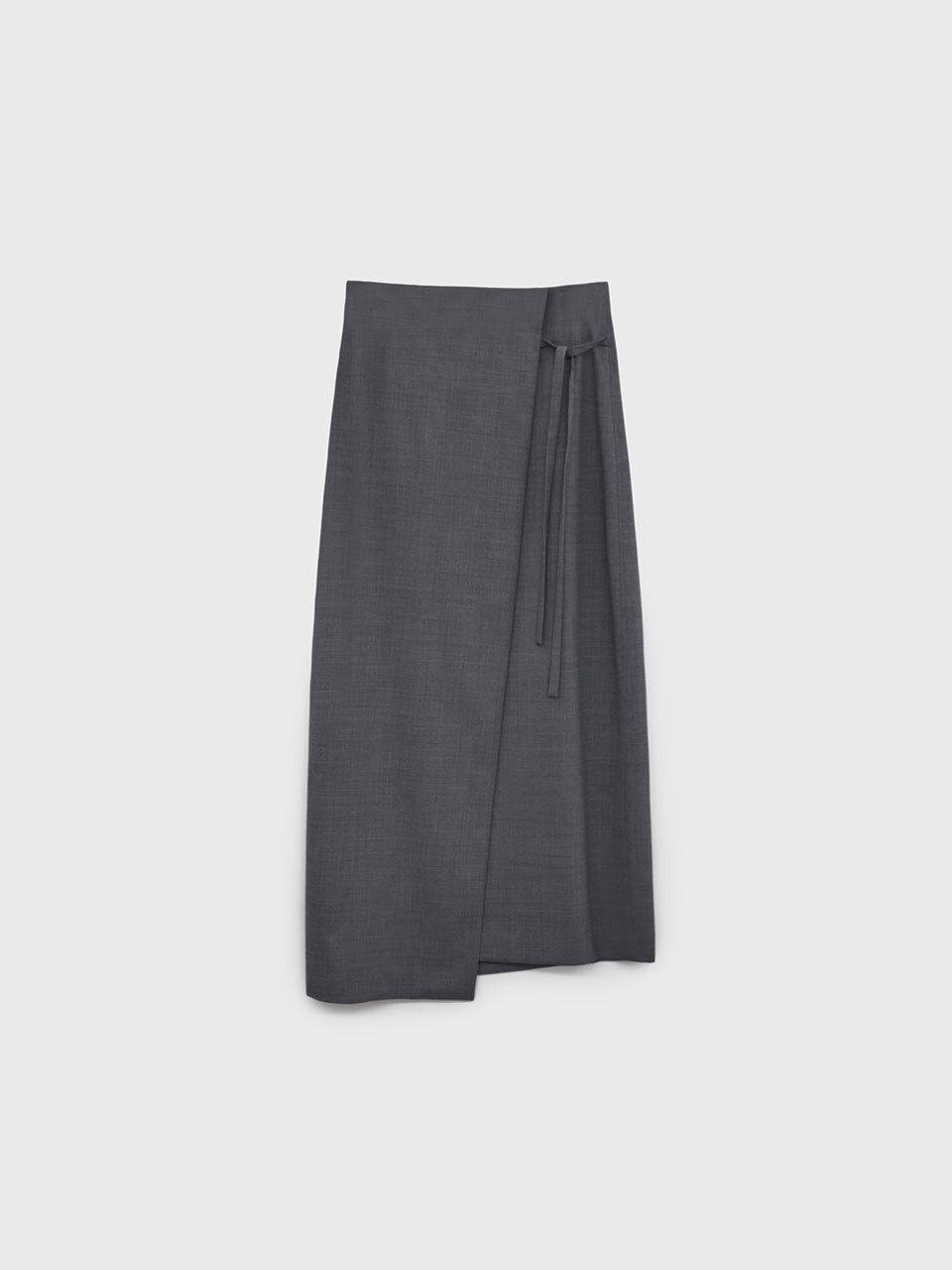Arch The Wrap String Wool Silk Skirt - Grey