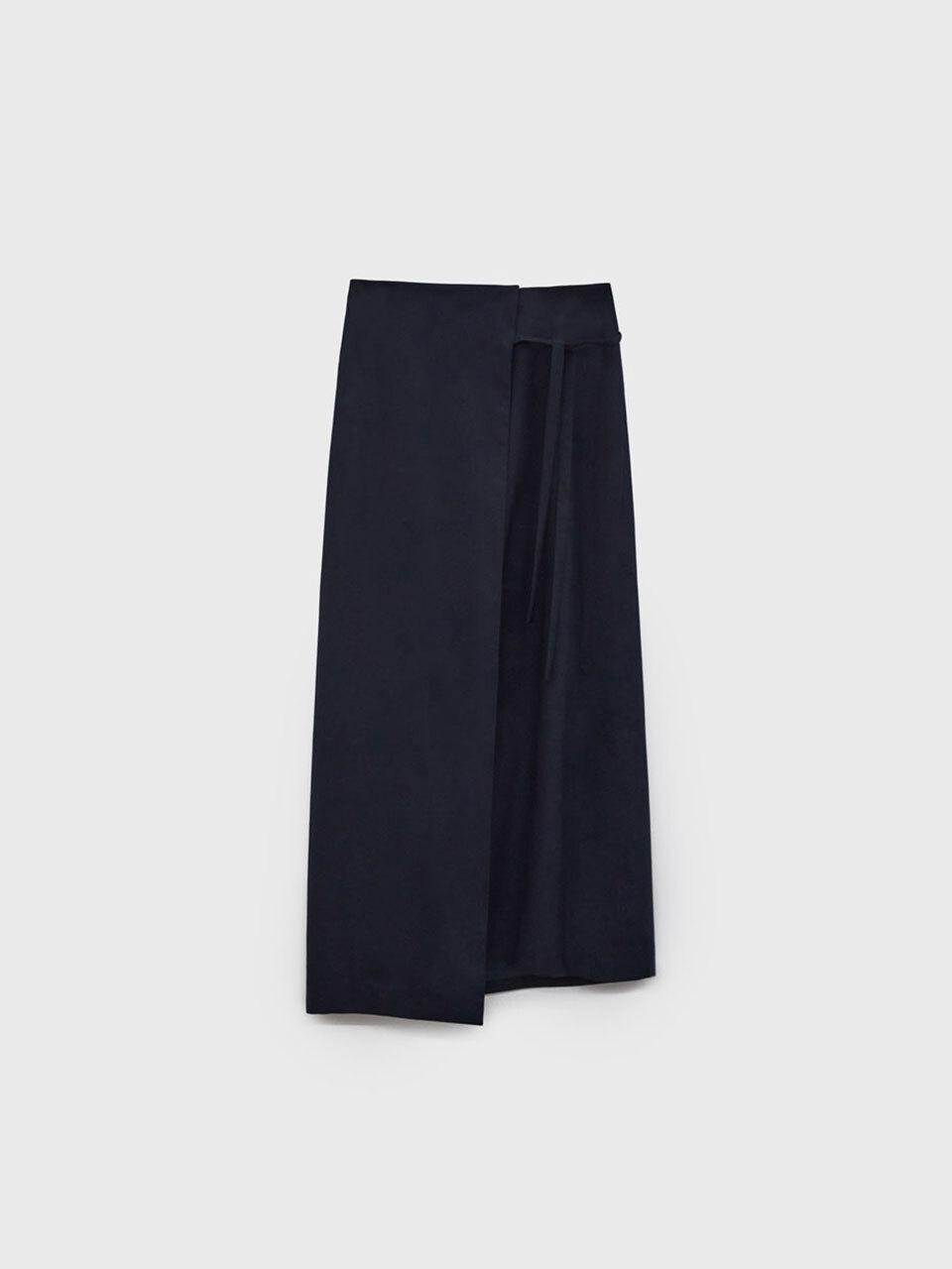 Arch The Wrap String Wool Silk Skirt - Navy