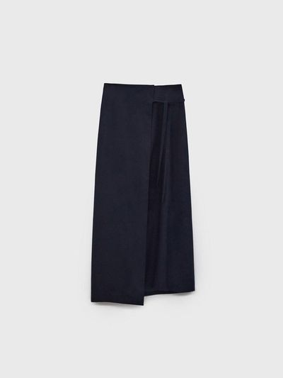 Arch The Wrap String Wool Silk Skirt - Navy