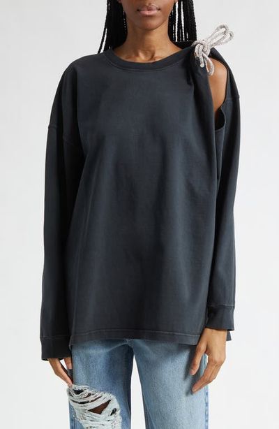 Area Area Crystal Knot Cutout Long Sleeve T-Shirt