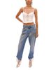 Area Area Crystal Knot Tie Hem Jeans in Medium Blue - 1