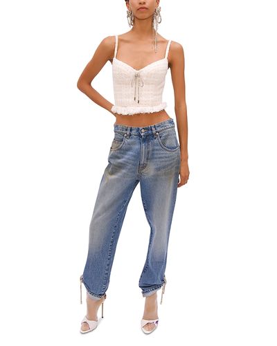 Area Area Crystal Knot Tie Hem Jeans in Medium Blue