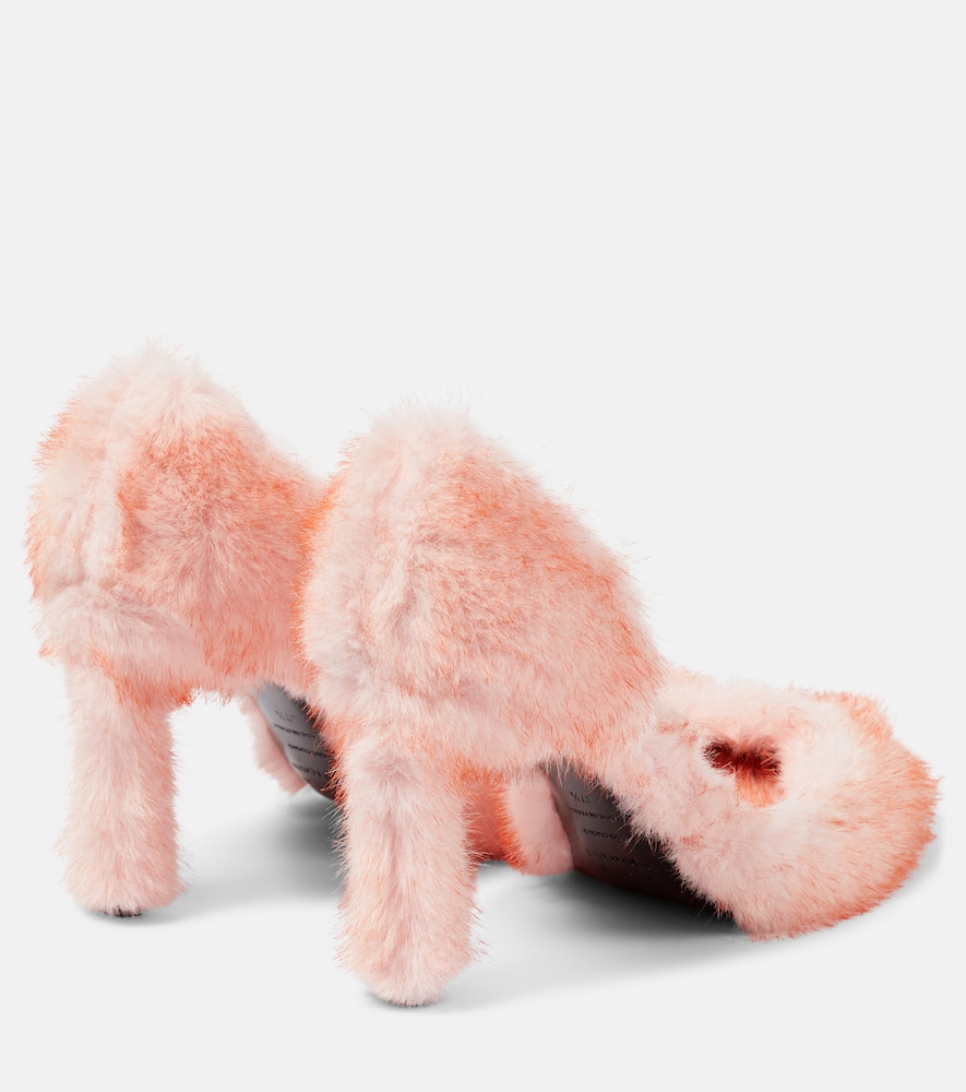 Area - Dagger faux fur-trimmed pumps