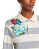Area Area Embroidered Flower Rugby Stripe Crop Polo - 4