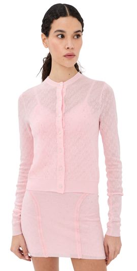 AREA AREA Girly Rib Knit Cardigan Pastel Pink