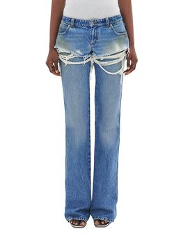Area Area Layered Low Rise Jeans in Medium Blue