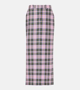 Area Area Plaid wool midi skirt