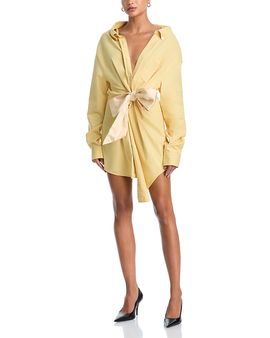 Area Area Satin Knot Oxford Shirt Dress