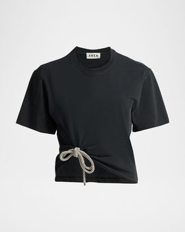 AREA Crystal Bow Short-Sleeve T-Shirt