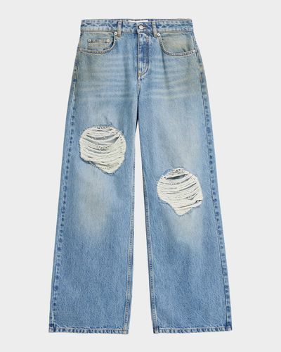 AREA Crystal Fray Relaxed-Leg Jeans
