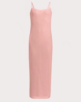 AREA Crystal Hotfix Mesh Backless Maxi Dress