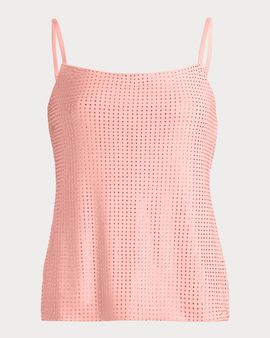 AREA Crystal Hotfix Mesh Backless Tank Top