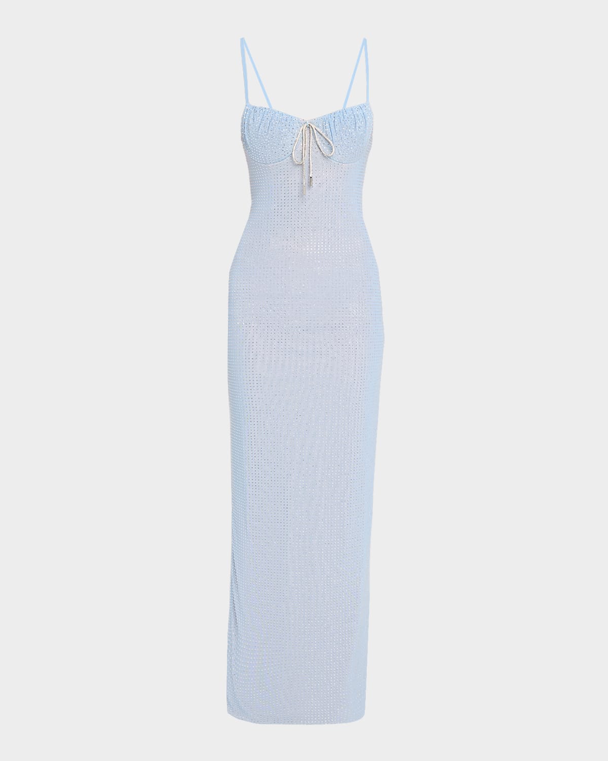 AREA Crystal Hotfix Mesh Bustier Column Gown