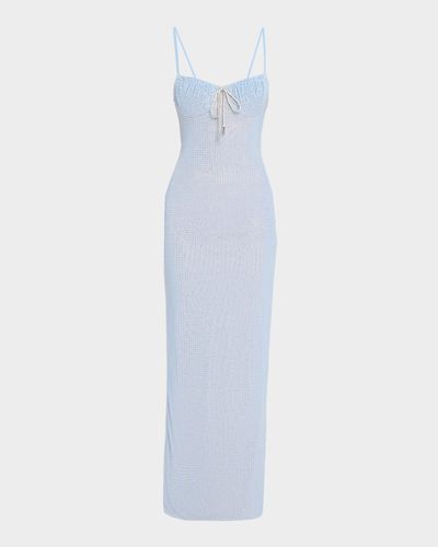 AREA Crystal Hotfix Mesh Bustier Column Gown