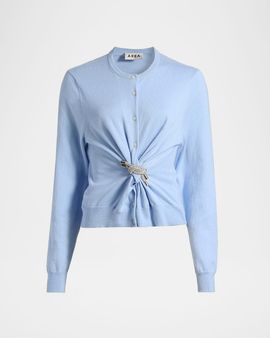 AREA Crystal Knot Cardigan Sweater
