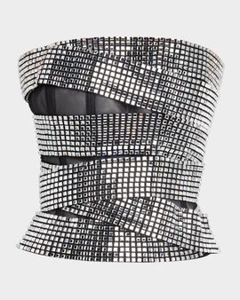 AREA Disco Ball Bustier Top