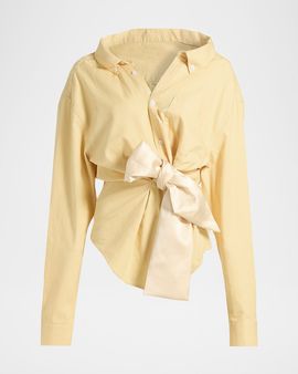 AREA Satin Knot Oxford Button-Down Shirt