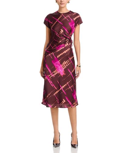 Area Stars Area Stars Avery Draped Printed Satin Dress