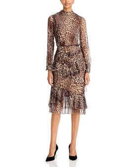 Area Stars Area Stars Jayla Leopard Print Tiered Ruffle Dress
