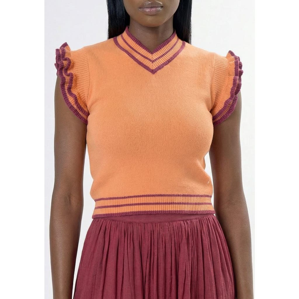 AREA STARS AREA STARS Trim Knit Top Peach Berry 