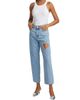 Area Women's Crystal Heart Mid-Rise Straight Jeans - 2