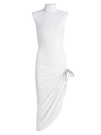 Area Women's Crystal Knot Draped Midi-Dress