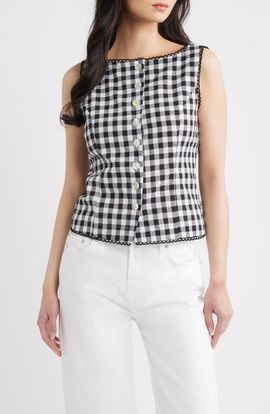 A.REN A.REN Maelle Gingham Button-Up Top