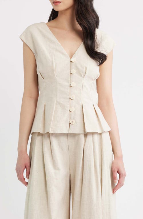A.REN A.REN Nova Pleated Cap Sleeve Cotton & Linen Top