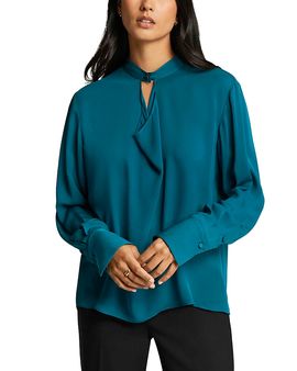 Argent Argent Silk Button Neck Top