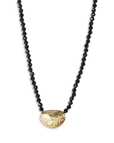 Argento Vivo Argento Vivo 14K Gold Plated Sterling Silver & Onyx Molten Bead Necklace, 14