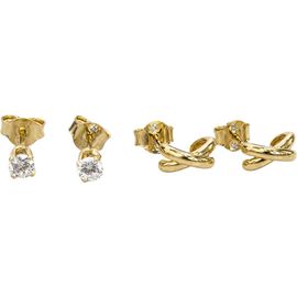 ARGENTO VIVO ARGENTO VIVO Crisscross Huggie & Cubic Zirconia Stud Earring Set