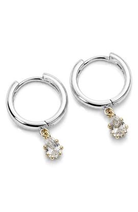 ARGENTO VIVO ARGENTO VIVO Cubic Zirconia Teardrop Huggie Hoop Earrings