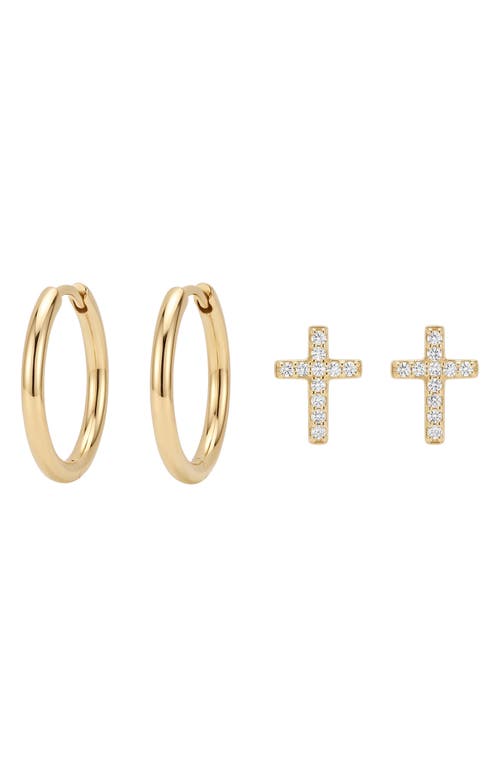 ARGENTO VIVO ARGENTO VIVO Elle Hoop and Cross Stud Earring Set