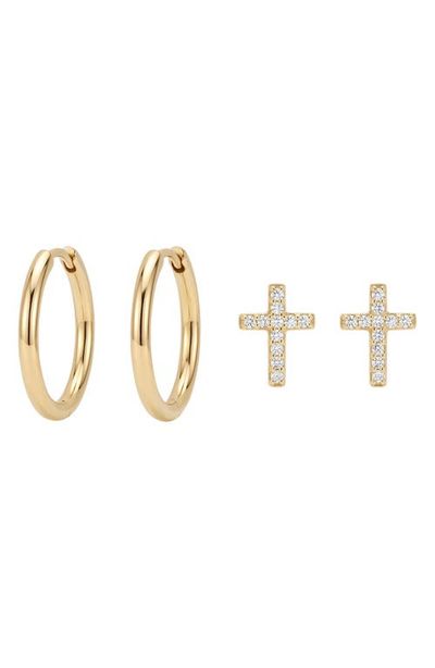 ARGENTO VIVO ARGENTO VIVO Elle Hoop and Cross Stud Earring Set