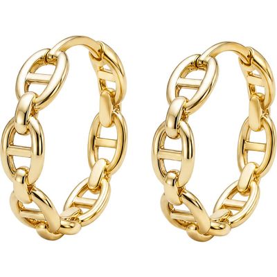 ARGENTO VIVO ARGENTO VIVO Mariner Link Huggie Hoop Earrings